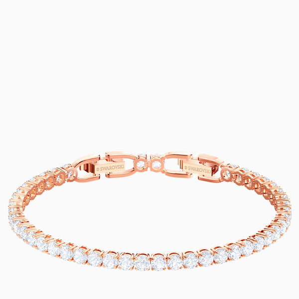 Tennis Bracelet, White, Rose-gold Tone Plated
